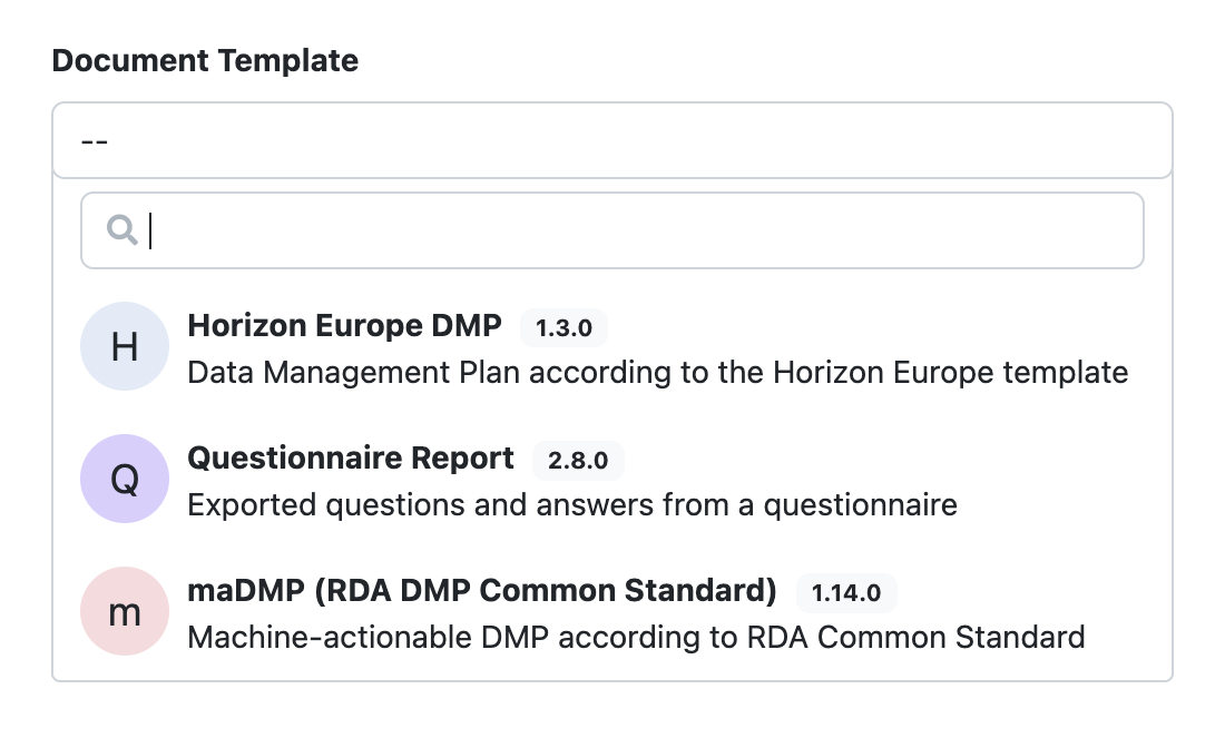 Document Template Selection