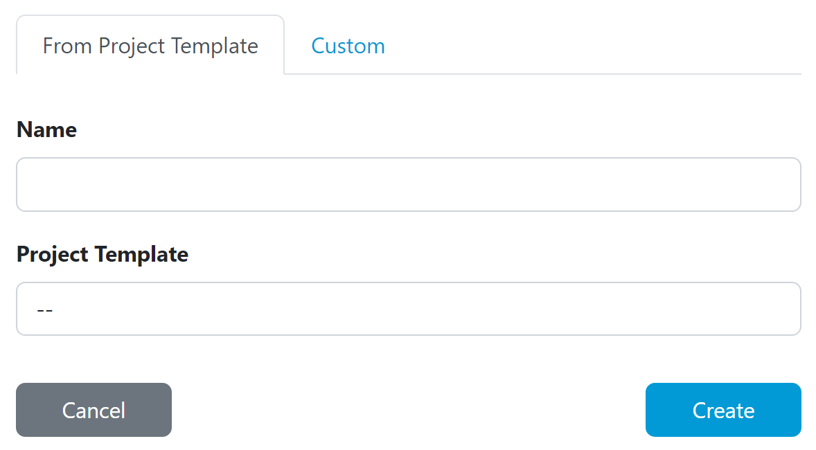 Create Project options