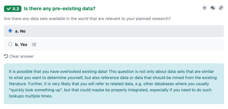 Guidance in questionnaire