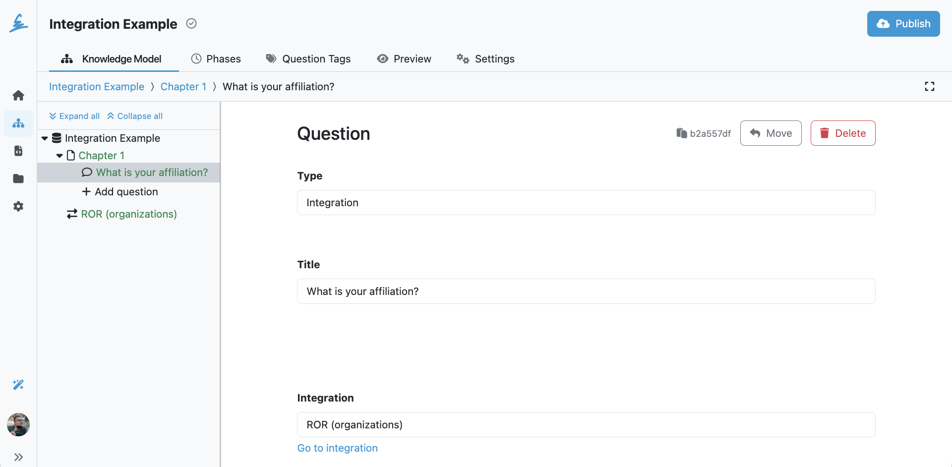 Integration question configuration