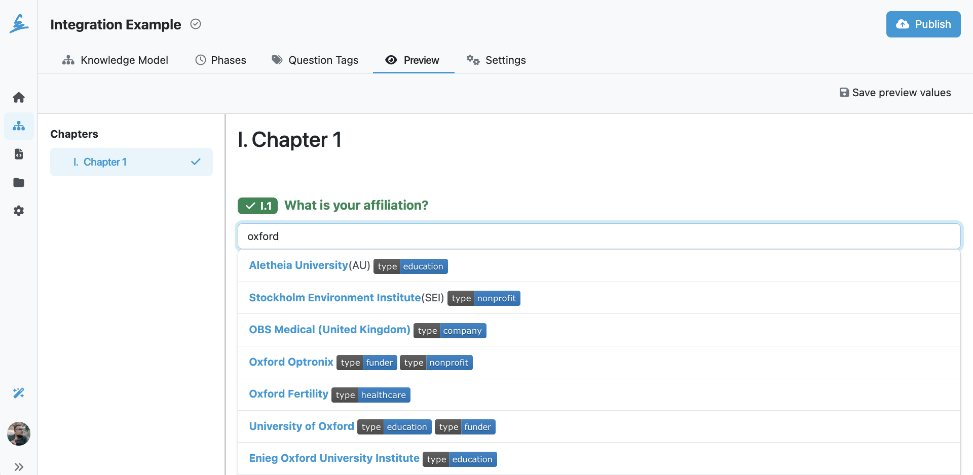 Searching ROR API using the integration question