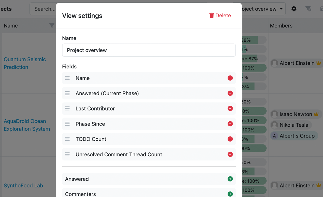 View settings